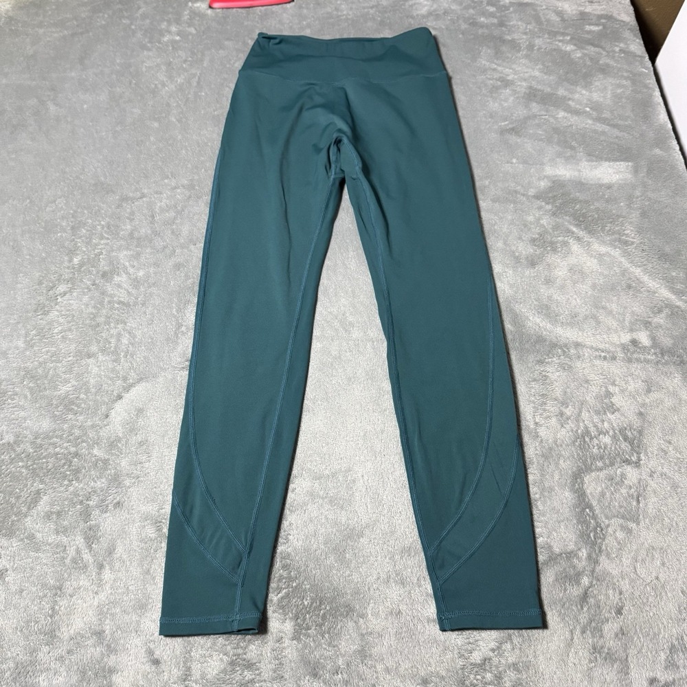 Alphalete Green Mid Rise Logo Leggings Soft Size S Yoga Gym Workout Athletic